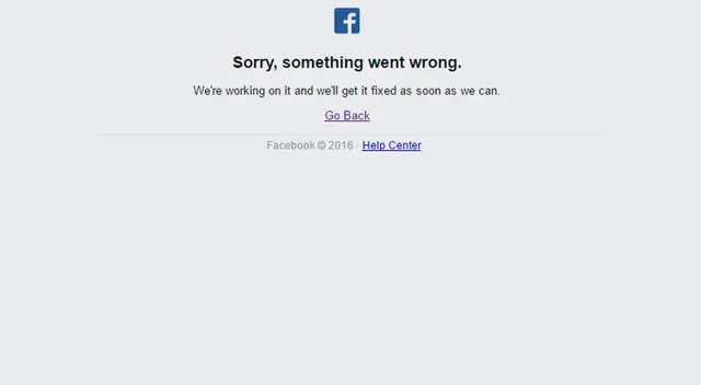Mensaje de Facebook al colapsar este viernes por la noche