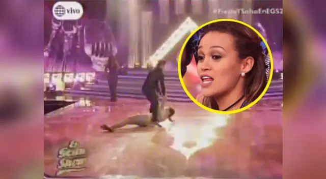 Angie Arizaga pasó difícil momento en El gran show Angie Arizaga pasó difícil momento en El gran show