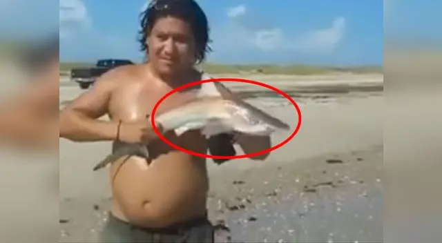 El pescador se asustó cuando los dientes de la criatura se incrustaron en su hombro