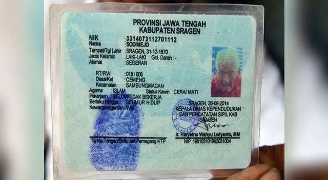 Cédula de identidad del anciano Cédula de identidad del anciano