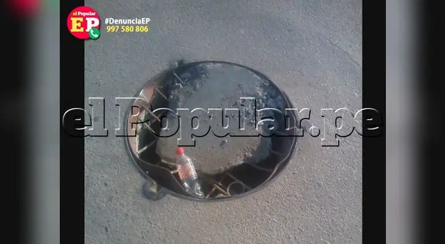 Usuario del whatsApp de el Popular reporta tapa de buzón en mal estado Usuario del whatsApp de el Popular reporta tapa de buzón en mal estado