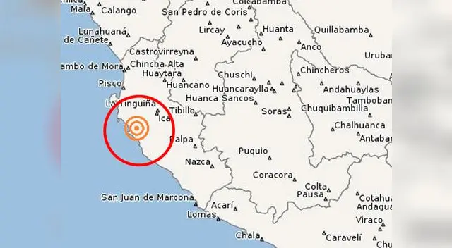 El sismo se registró a 40 kilómetros al suroeste de Ica 