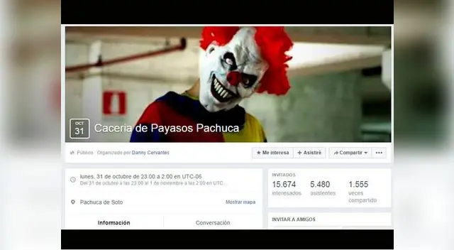 En Facebook anuncian polémica "cacería" de payasos en México