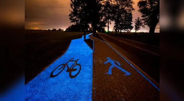 Carril-bici luminiscente en Polonia Carril-bici luminiscente en Polonia
