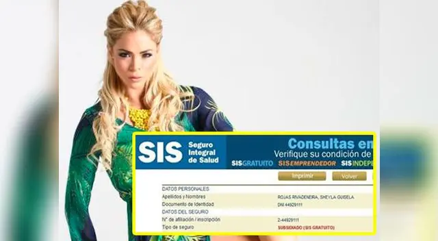 Sheyla Rojas gozaría de SIS gratuito según documento