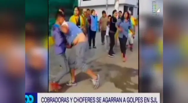 Cobradoras y choferes de combi se agarran a golpes en avenida de SJL