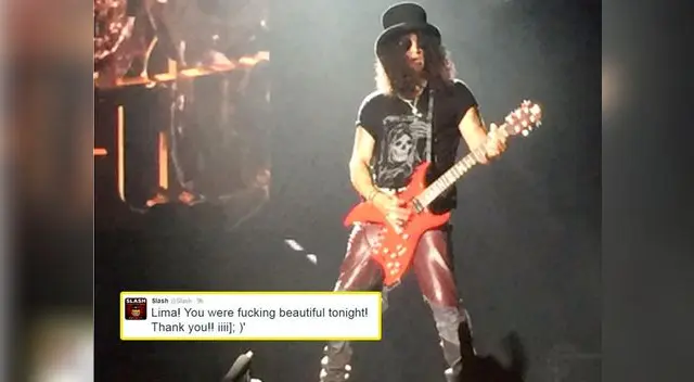 Slash se despide de Perú en sus redes sociales Slash se despide de Perú en sus redes sociales
