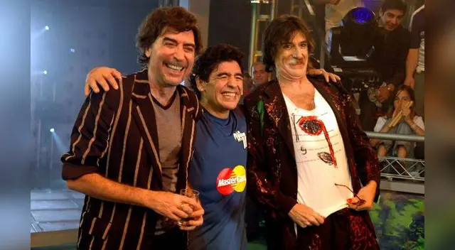 Diego Maradona junto a Joaquín Sabina y Charly García