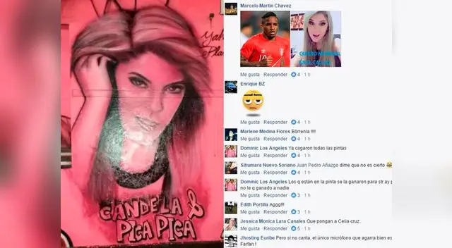 Su mural genera polémica en redes sociales, mientras que salsera feliz por tener su imagen en calle chalaca