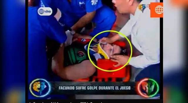 Facundo González no soportó el fuerte golpe y comenzó a sangrar