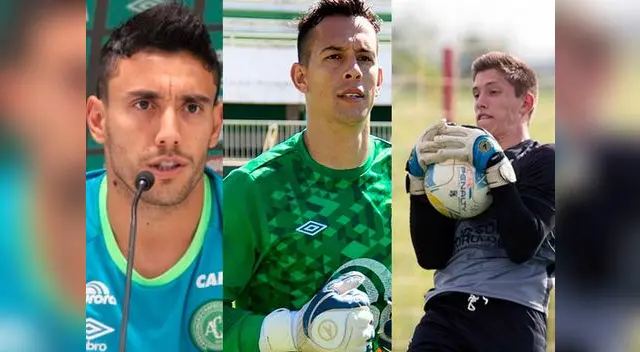 Alan Ruschel y los porteros Danilo y Jackson Follman Alan Ruschel y los porteros Danilo y Jackson Follman