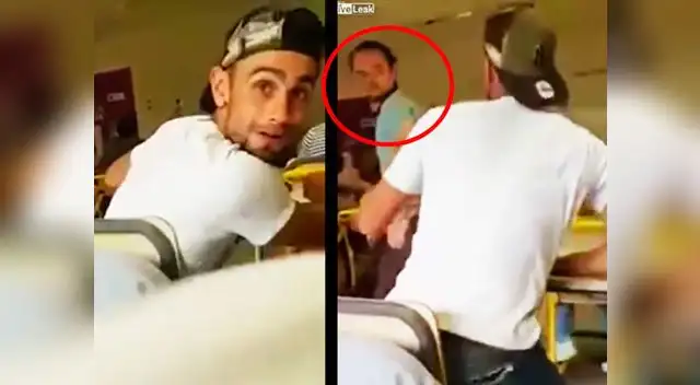 El muchacho intentó defender a su compañera, pero fue golpeado nuevamente.