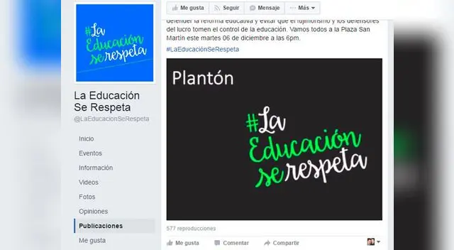 Para este martes 6 de diciembre convocan a plantón en respaldo a reforma educativa del Minedu Para este martes 6 de diciembre convocan a plantón en respaldo a reforma educativa del Minedu
