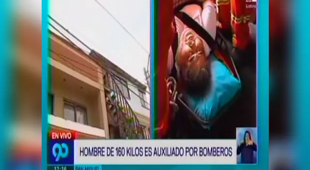 Bomberos rescatan a hombre con 160 kilos de peso en San Miguel