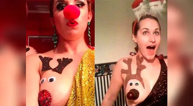 Mujeres visten sus pechos con la cara de Rodolfo el Reno Mujeres visten sus pechos con la cara de Rodolfo el Reno