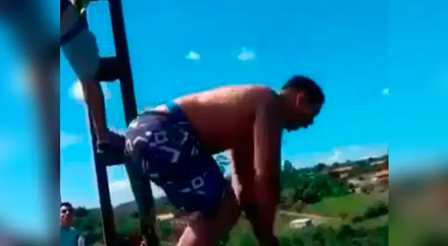 El hombre estaba emocionado antes de realizar el salto de su vida