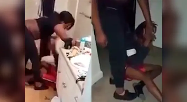 La mujer lo empotró contra la bañera sin importarle los golpes que pueda recibir 