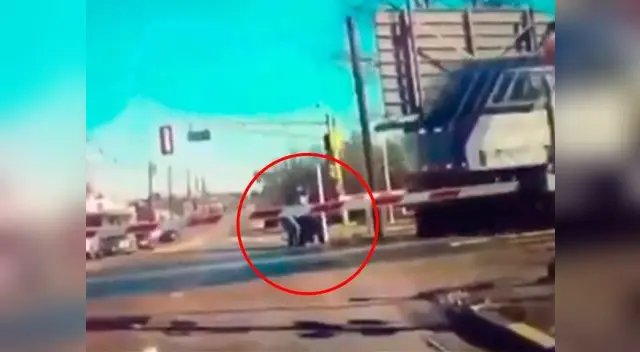 Dos hombres evitan que una anciana sea arrollada por un tren Dos hombres evitan que una anciana sea arrollada por un tren