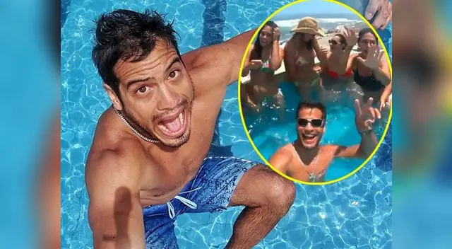 Ernesto Jiménez se luce feliz en piscina junto a bellas modelos
