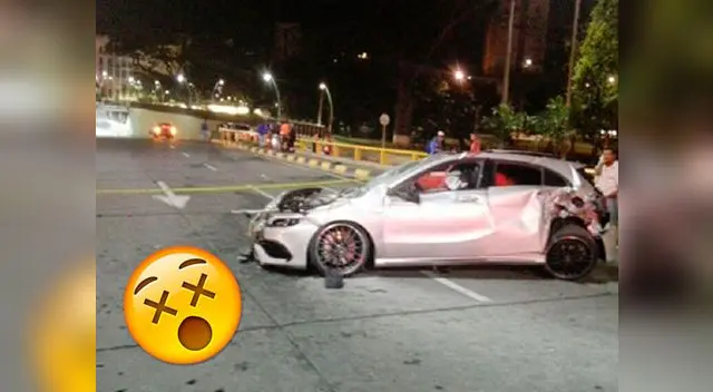 Joven destruye su Mercedes Benz en carrera de piques