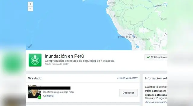 Facebook activó Alerta de Inundación en Perú 