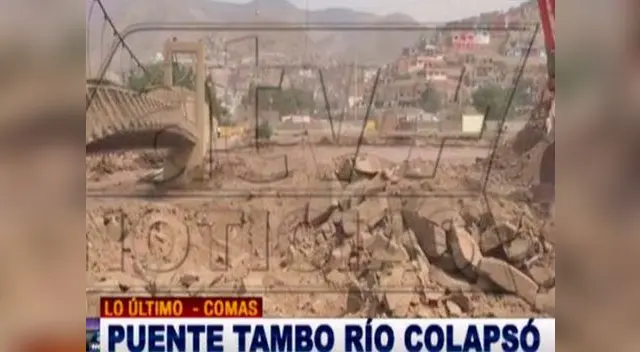 Puente Tambo Río colapsó tras desborde del río Chillón