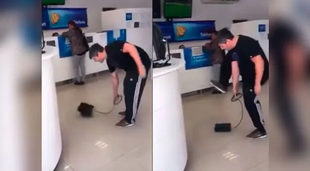 Hombre perdió la paciencia e hizo escándalo en empresa de telecomunicaciones