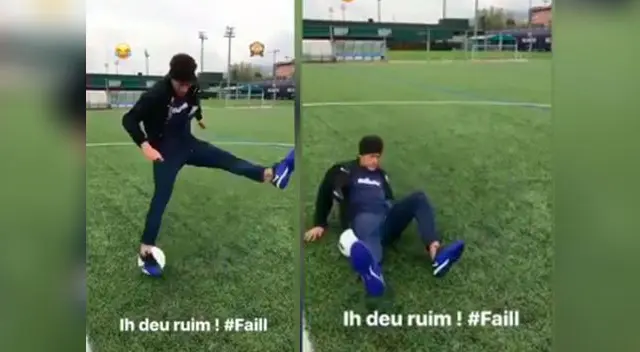 Neymar tuvo fuerte caída al realizar un truco Neymar tuvo fuerte caída al realizar un truco