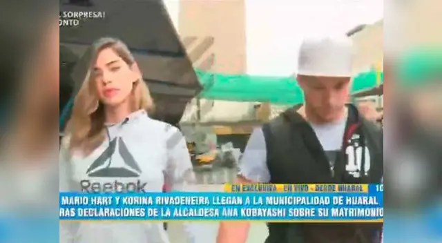 Mario Hart y Korina Rivadeneira llegaron hasta la Municipalidad de Huaral