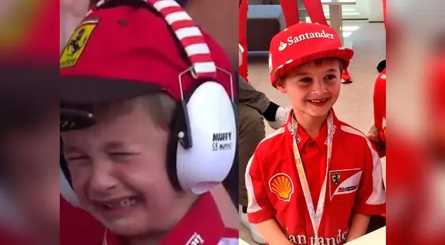 Niño lloraba desconsoladamente pero dejo hacerlo cuando conoció a su piloto favorito