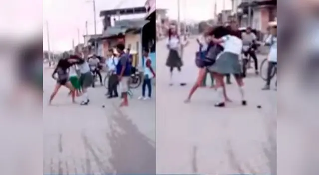Escolares protagonizan lamentable escena en la puerta de colegio Escolares protagonizan lamentable escena en la puerta de colegio