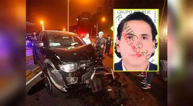Guillermo Riera y su auto destrozado
