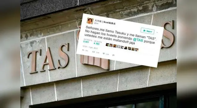 En el Twitter periodista japonés utiliza @tas y lo confunden con el TAS