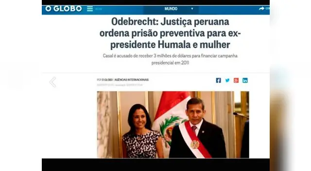 así informa el mundo sobre orden de prisión de expareja presidencial Humala y Heredia así informa el mundo sobre orden de prisión de expareja presidencial Humala y Heredia