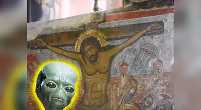 Descubren retrato de un supuesto OVNI en cuadro de crucifixión de Jesús