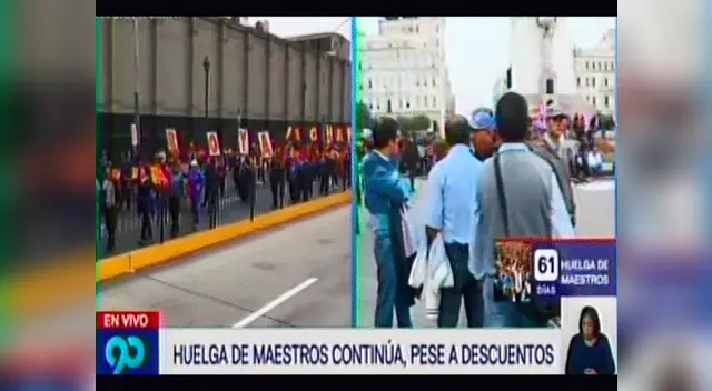 Maestros en huelga realizan plantón en la Plaza San Martín Maestros en huelga realizan plantón en la Plaza San Martín