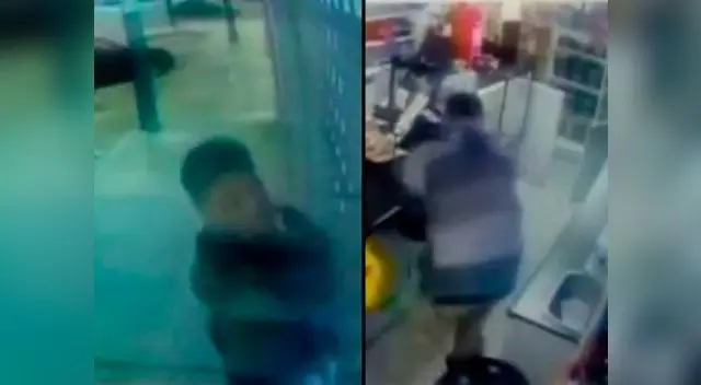 Cámaras de seguridad grabaron a dos venezolanos asaltando un local de Tambo Cámaras de seguridad grabaron a dos venezolanos asaltando un local de Tambo