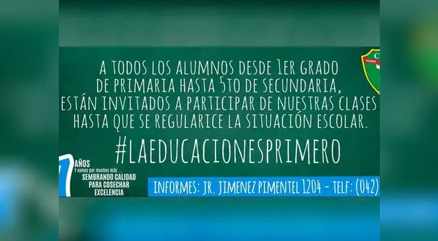 Colegio privado ofrece clases gratis a los alumnos afectos por la huelga de profesores Colegio privado ofrece clases gratis a los alumnos afectos por la huelga de profesores