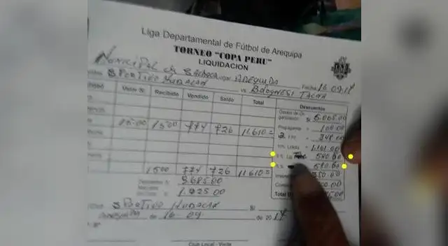 Gastos y mas gastos en la liquidación del cotejo Sportivo Huracán - Bolognesi. FOTO: César Condori Gastos y mas gastos en la liquidación del cotejo Sportivo Huracán - Bolognesi. FOTO: César Condori