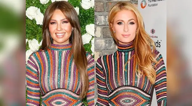 Paris Hilton pasó vergüenza al usar mismo vestido que Thalía.