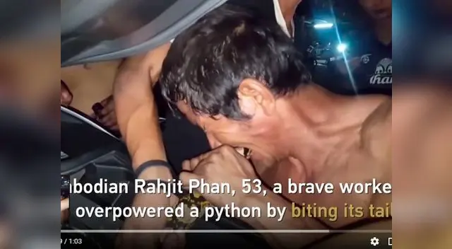 Hombre tuvo que morder serpiente para liberarla Hombre tuvo que morder serpiente para liberarla