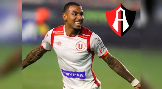 Alexi Gómez y logo del club Atlas de México.