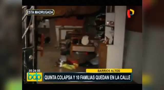 Derrumbe deja en la calle a 10 familias en Barrios Altos, Cercado de Lima