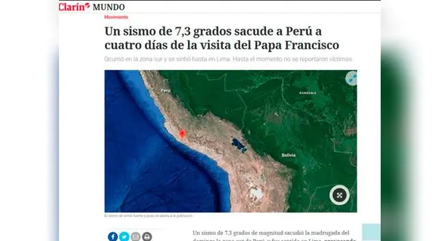 Así informaron los medios internacionales el sismo en Arequipa