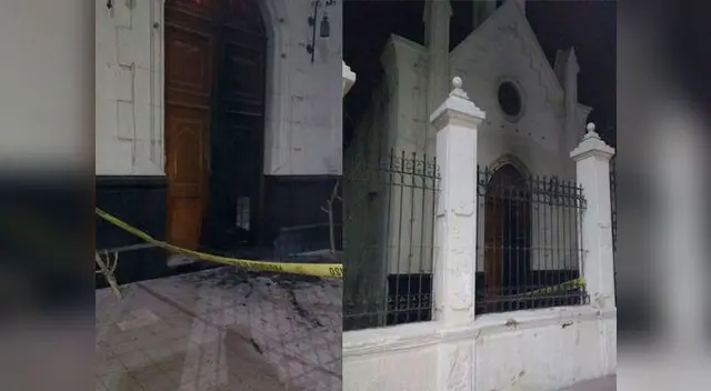 Sujetos quemaron la puerta de una iglesia en Arequipa 