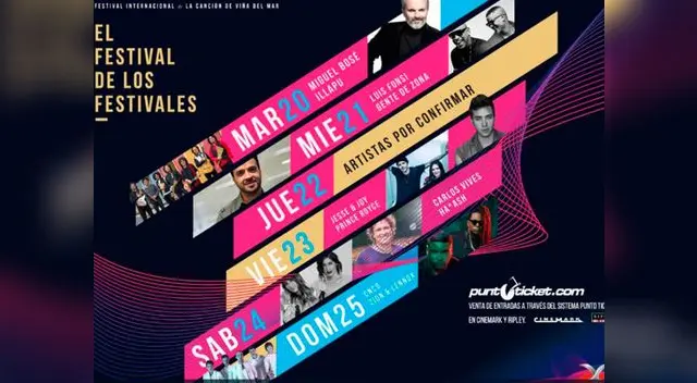 Festival de Viña del Mar 2018: Programación de los artistas Festival de Viña del Mar 2018: Programación de los artistas
