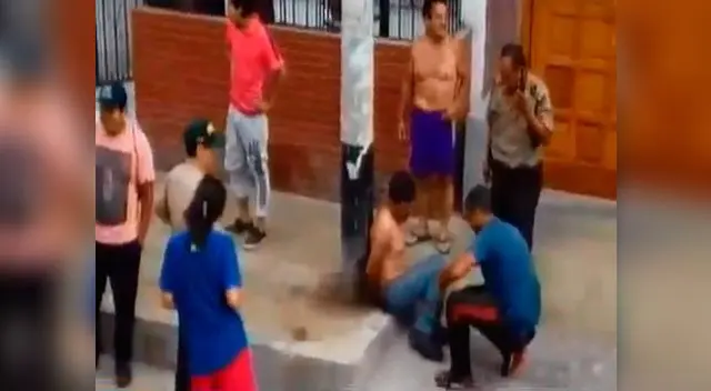 Sujeto que agredió a su ex pareja fue amarrado por vecinos a un poste