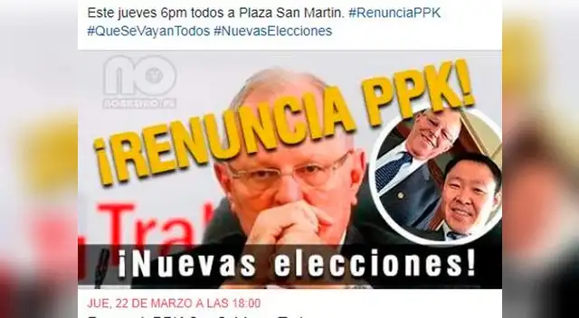 Marcha para pedir renuncia de PPK coincide con debate de moción de vacancia presidencial que se realizará ese día en el Congreso