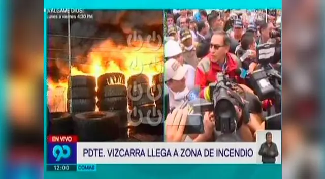 Presidente Martín Vizcarra llegas hasta el lugar del incendio Presidente Martín Vizcarra llegas hasta el lugar del incendio