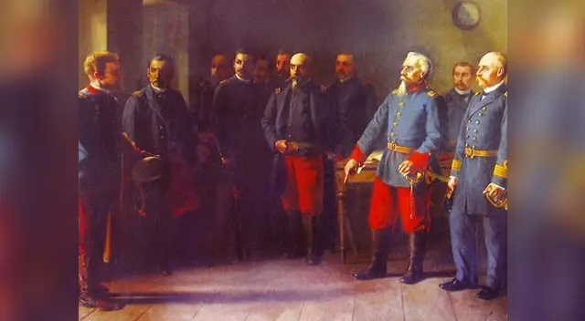 Pintura que retrata la famoso encuentro entre Francisco Bolognesi y militares chilenos